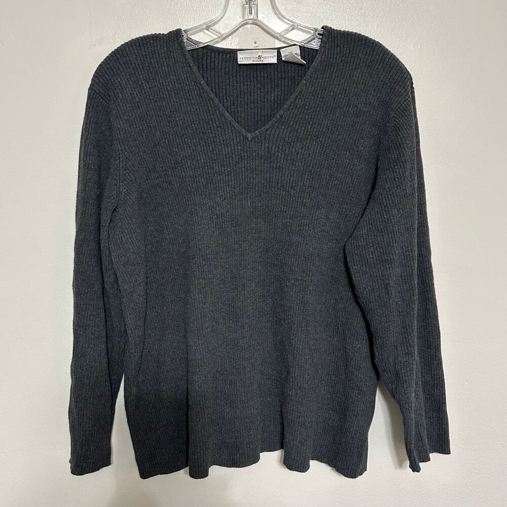 Preswick & Moore 1X Charcoal Gray V Neck Pullover Sweater